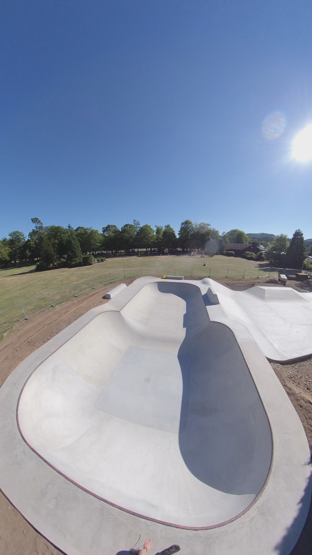 Build crew and volunteers gathered on site during the Banchory Skatepark build