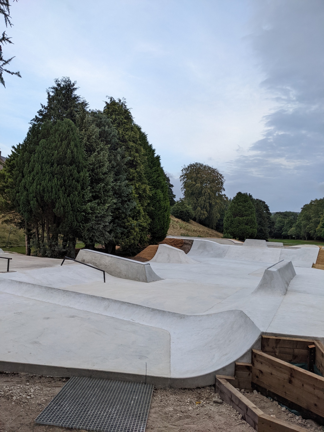 Finished concrete street section with ledges, ramps and rails
